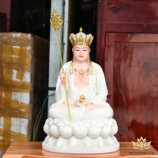 Tượng Địa Tạng Vương Bồ Tát ngồi Đài Sen cao 30cm