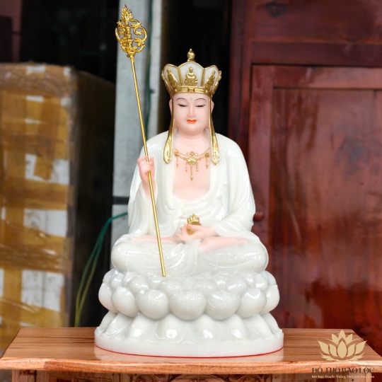 Tượng Địa Tạng Vương Bồ Tát ngồi Đài Sen cao 30cm