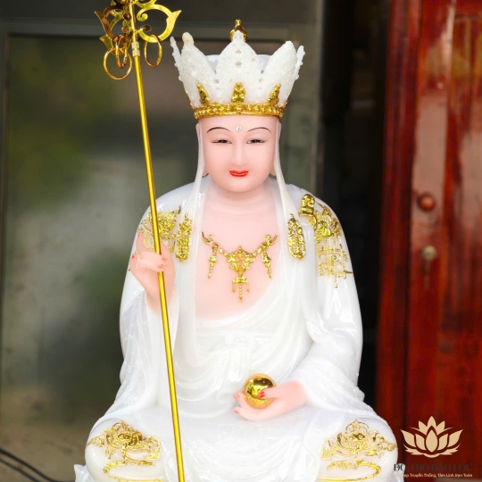 Tượng Địa Tạng Vương Bồ Tát ngồi Đài Sen 2 cỡ cao 30cm và 37cm – H91176