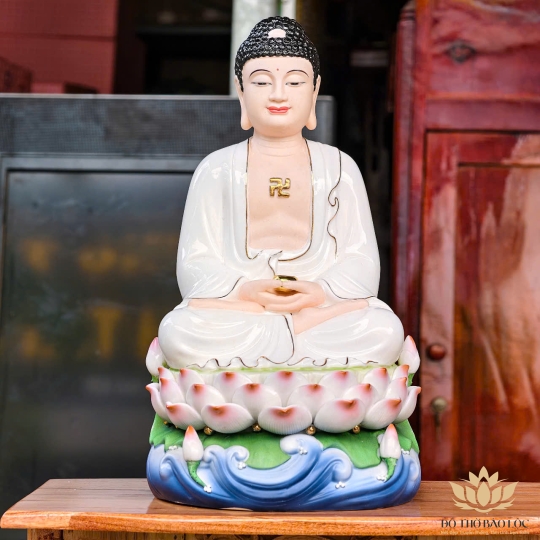 Tượng Phật A Di Đà bằng sứ đức hóa cao 33cm