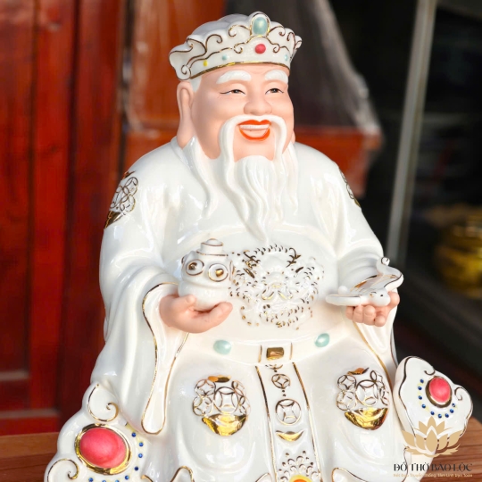 [C13] Tượng Thần Tài Thổ Địa Bằng Sứ Đức Hóa Nhập Khẩu Cao Cấp – TRẮNG