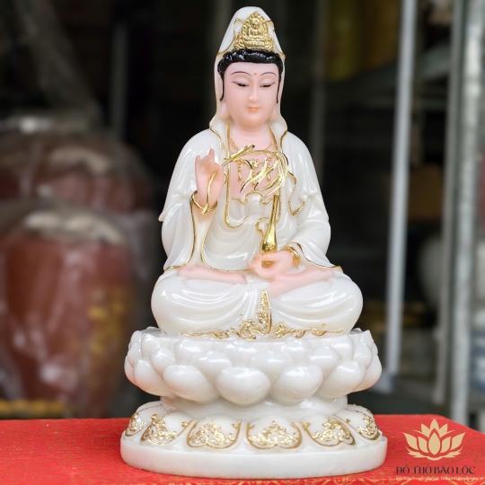 Tượng Quan Thế Âm Bồ Tát bằng đá cao cấp cao 30cm
