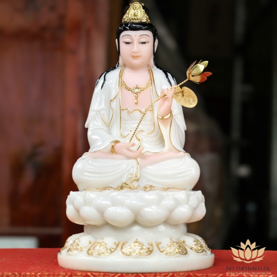 Tượng Đại Thế Chí Bồ Tát Bằng Đá Cao Cấp ngồi trên đài sen cao cấp cao 30cm