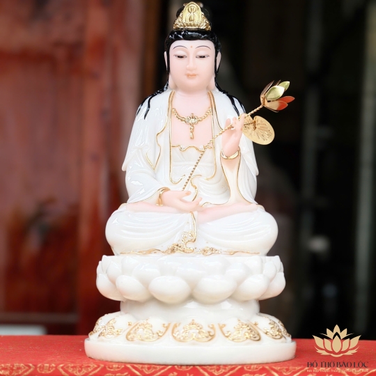 Tượng Đại Thế Chí Bồ Tát Bằng Đá Cao Cấp ngồi trên đài sen cao cấp cao 30cm