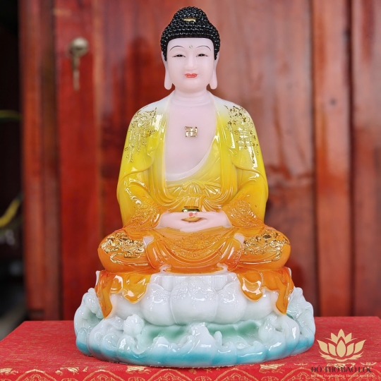 Tượng Phật A Di Đà ngồi trên đài sen bằng đá cao cấp cao 30cm