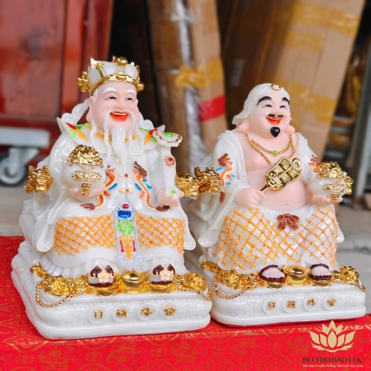 [10inch] Tượng Thần Tài Thổ Địa đá Việt Nam cao 25cm (Mẫu lưới)