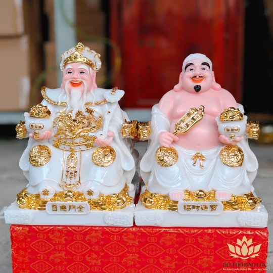 Tượng Thần Tài Thổ Địa đá Việt Nam phú quý rồng cao 25cm