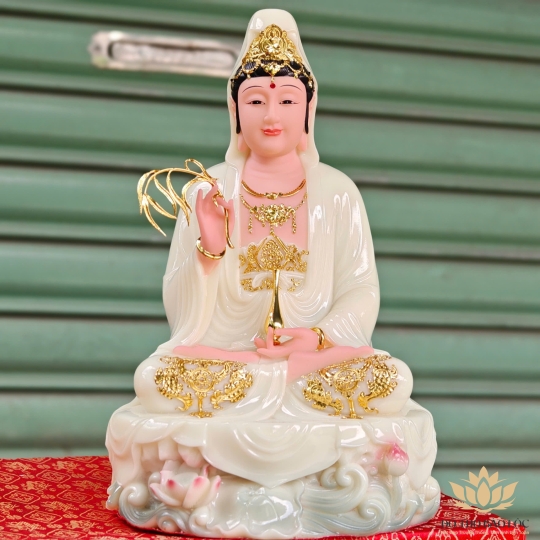 Tượng Phật Quan Thế Âm Bồ Tát bằng đá cao cấp cao (2 cỡ cao 30cm và 40cm)