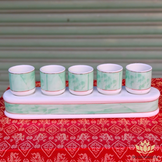 Áng nước thờ sứ cao cấp họa tiết đá hoa cương xanh lá