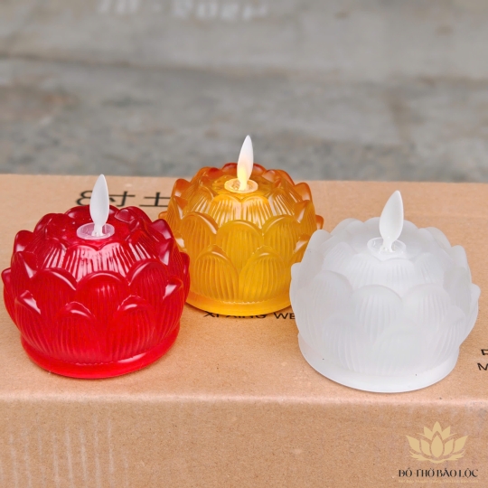 Nến điện tử hoa sen để ban thờ phật giáo, thả hoa đăng, làm lễ ngoài trời