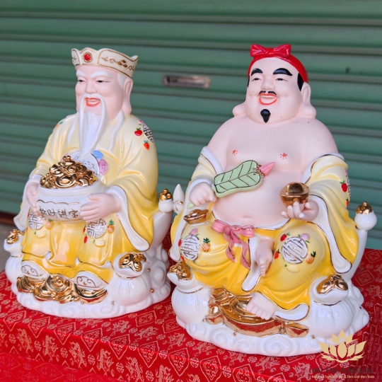 Tượng Thần Tài Thổ Địa sứ đức hóa cao cấp nhập khẩu Đài Loan - Vàng cao 25cm (10inch)