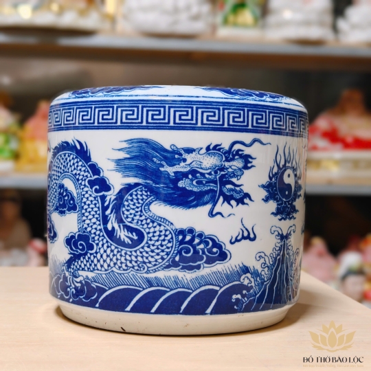 Bát nhang lư hương thờ cúng đôi rồng phun ngọc sứ Bát tràng (nhiều kích cỡ)