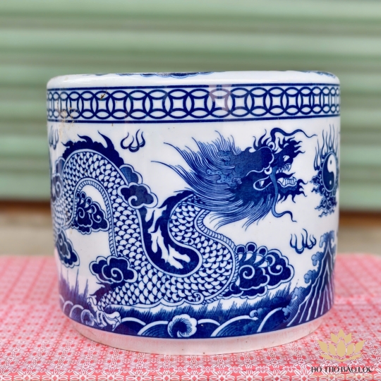 Bát nhang lư hương thờ cúng đôi rồng phun ngọc sứ Bát tràng ĐK 20cm và ĐK 22cm