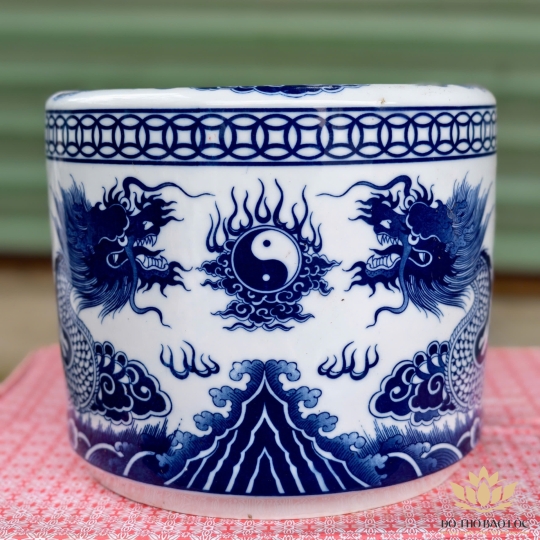 Bát nhang lư hương thờ cúng đôi rồng phun ngọc sứ Bát tràng ĐK 20cm và ĐK 22cm