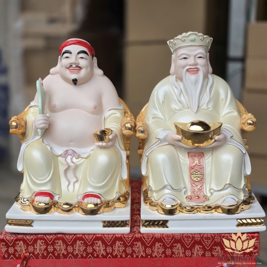 Tượng Thần tài Thổ Địa Sứ Đức Hóa Cao Cấp Nhập Khẩu Đài Loan - Vàng
