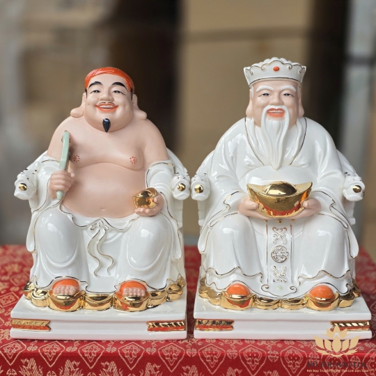 Tượng Thần tài Thổ Địa Sứ Đức Hóa Cao Cấp Nhập Khẩu Đài Loan cao 22cm (8inch) - Màu trắng