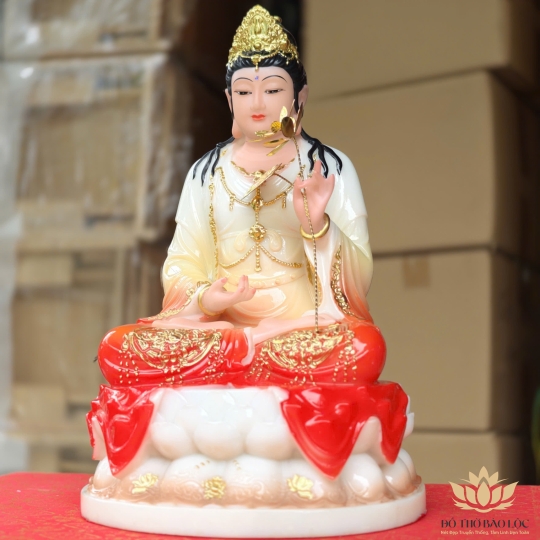 Tượng Đại Thế Chí Bồ Tát bằng đá nhập khẩu cao cấp cao 30cm – Đỏ