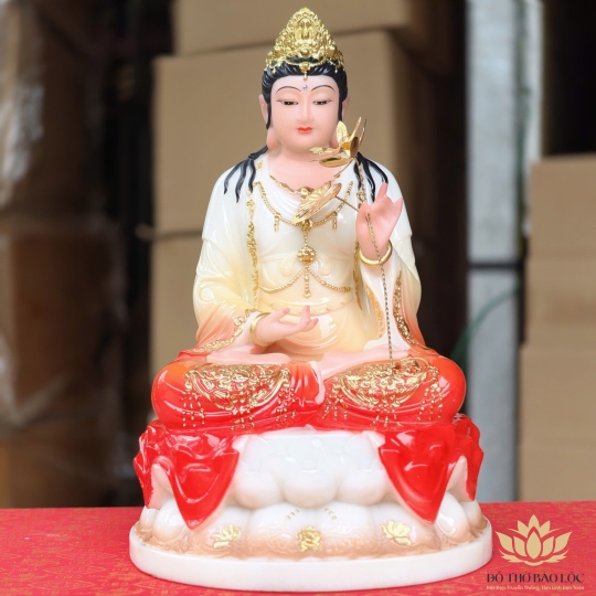 Tượng Đại Thế Chí Bồ Tát bằng đá nhập khẩu cao cấp cao 30cm – Đỏ