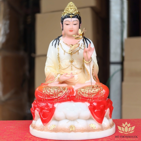 Tượng Đại Thế Chí Bồ Tát bằng đá nhập khẩu cao cấp cao 30cm – Đỏ