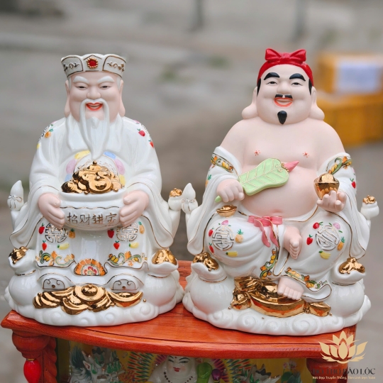 Tượng Thần Tài Thổ Địa sứ đức hóa cao cao cấp nhiều kích cỡ (4 màu: Đỏ, Xanh, Vàng, Trắng)