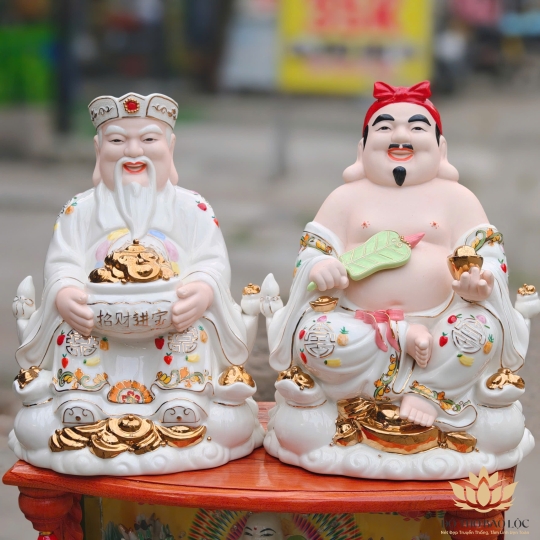 Tượng Thần Tài Thổ Địa sứ đức hóa cao cao cấp nhiều kích cỡ (4 màu: Đỏ, Xanh, Vàng, Trắng)
