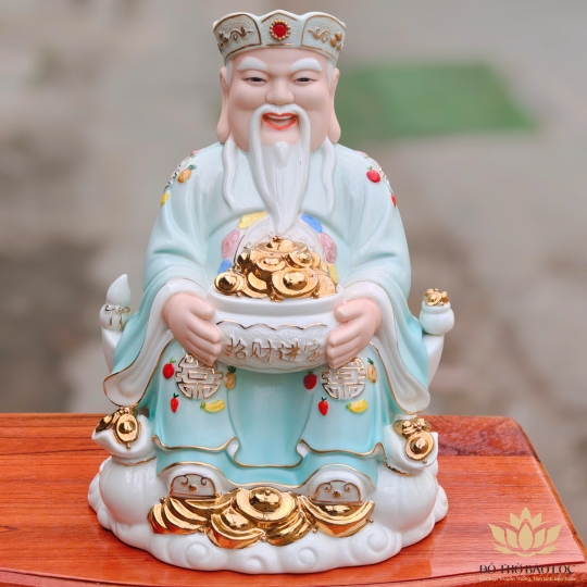 Tượng Thần Tài Thổ Địa sứ đức hóa cao cao cấp nhiều kích cỡ (4 màu: Đỏ, Xanh, Vàng, Trắng)