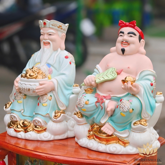 Tượng Thần Tài Thổ Địa sứ đức hóa cao cao cấp nhiều kích cỡ (4 màu: Đỏ, Xanh, Vàng, Trắng)