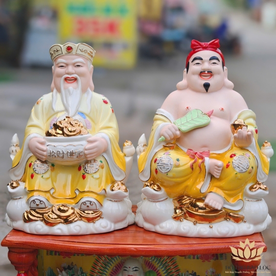 Tượng Thần Tài Thổ Địa sứ đức hóa cao cao cấp nhiều kích cỡ (4 màu: Đỏ, Xanh, Vàng, Trắng)