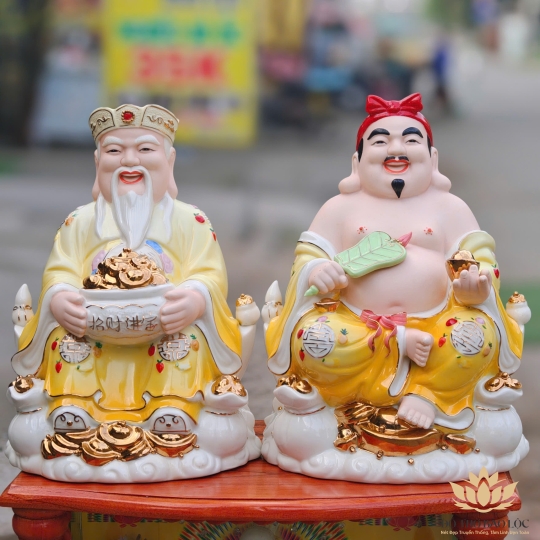 Tượng Thần Tài Thổ Địa sứ đức hóa cao cao cấp nhiều kích cỡ (4 màu: Đỏ, Xanh, Vàng, Trắng)