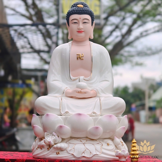 Tượng Đại Thế Chí Bồ Tát bằng sứ Đức Hóa sen hồng 2 kích cỡ (31cm và 41cm)