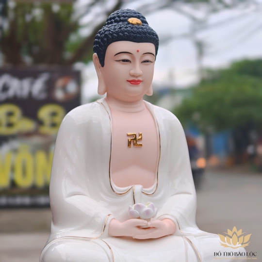 Tượng Đại Thế Chí Bồ Tát bằng sứ Đức Hóa sen hồng 2 kích cỡ (31cm và 41cm)