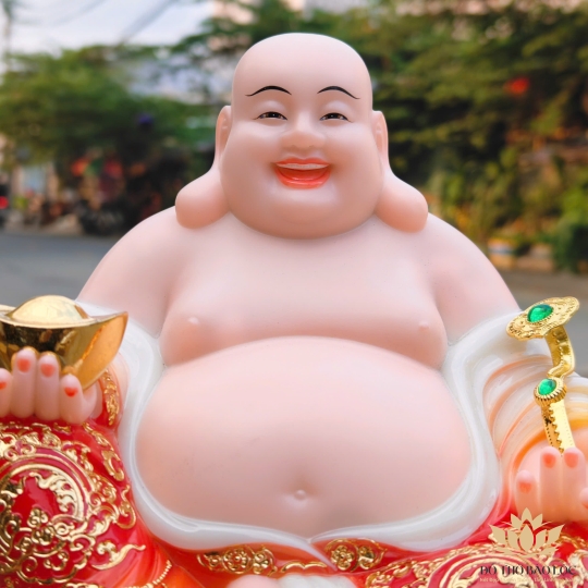 Tượng Phật Di lặc cầm gậy như ý bằng đá nhập khẩu cao cấp