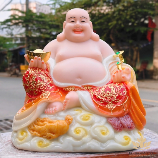 Tượng Phật Di lặc cầm gậy như ý bằng đá nhập khẩu cao cấp