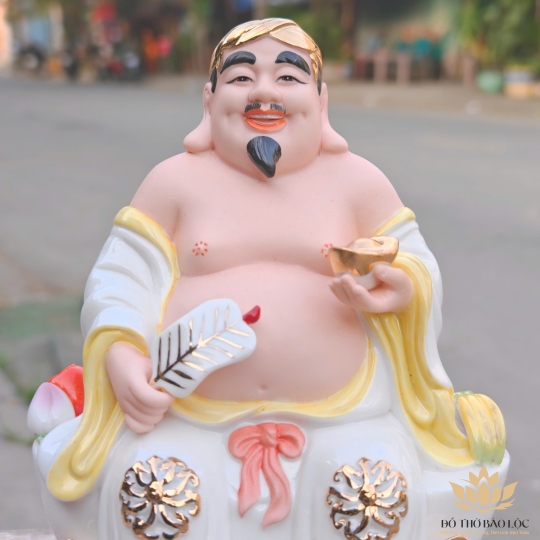 [A5 – TRẮNG-VÀNG] Tượng Thần Tài Thổ Địa Bằng Sứ Đức Hóa Nhập Khẩu Cao Cấp 24cm