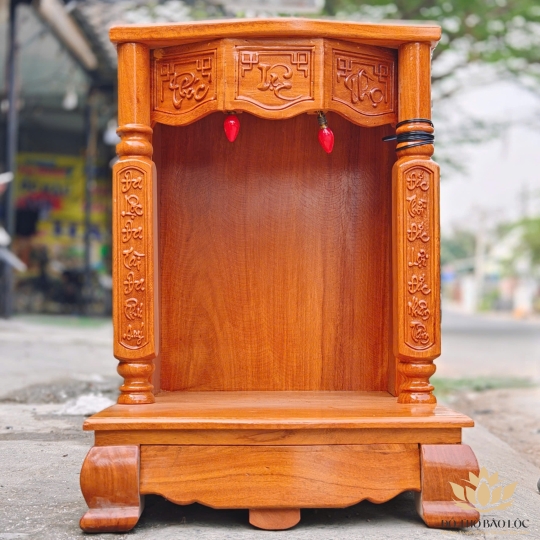 Bàn thờ Thần Tài Thổ Địa gỗ gõ đỏ cột vuông Cao 81cm x Ngang 60cm – Loại tốt [ Ảnh thật ]