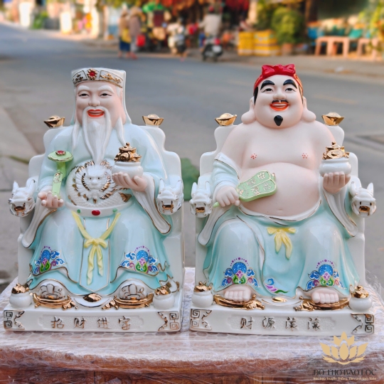 Tượng Thần Tài Thổ Địa bằng sứ đức hóa cao cấp nhập khẩu cao 25cm – Màu xanh dương