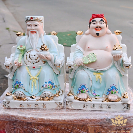 Tượng Thần Tài Thổ Địa bằng sứ đức hóa cao cấp nhập khẩu cao 25cm – Màu xanh dương
