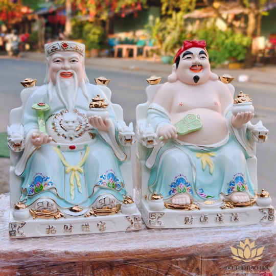 Tượng Thần Tài Thổ Địa bằng sứ đức hóa cao cấp nhập khẩu cao 21cm – Màu trắng