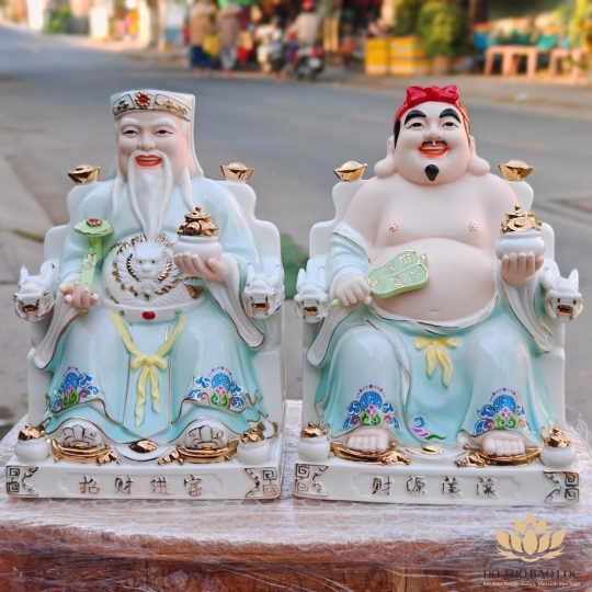 Tượng Thần Tài Thổ Địa bằng sứ đức hóa cao cấp nhập khẩu cao 25cm – Màu xanh dương