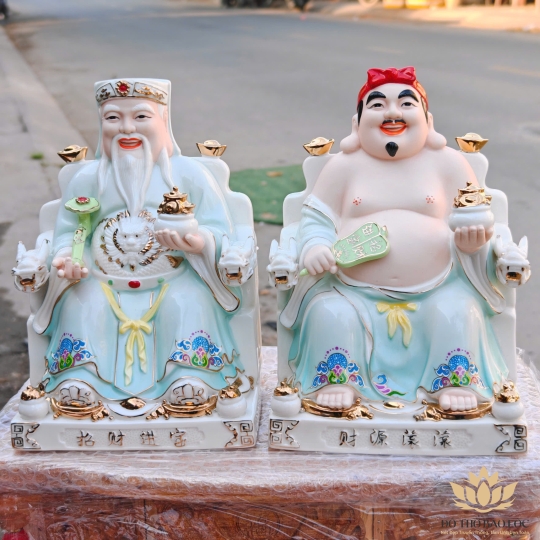 Tượng Thần Tài Thổ Địa bằng sứ đức hóa cao cấp nhập khẩu cao 21cm – Màu trắng