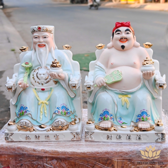 Tượng Thần Tài Thổ Địa bằng sứ đức hóa cao cấp nhập khẩu cao 21cm – Màu trắng