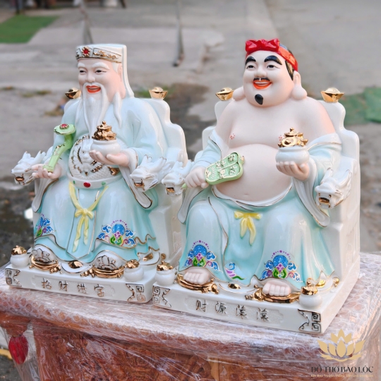 Tượng Thần Tài Thổ Địa bằng sứ đức hóa cao cấp nhập khẩu cao 25cm – Màu xanh dương