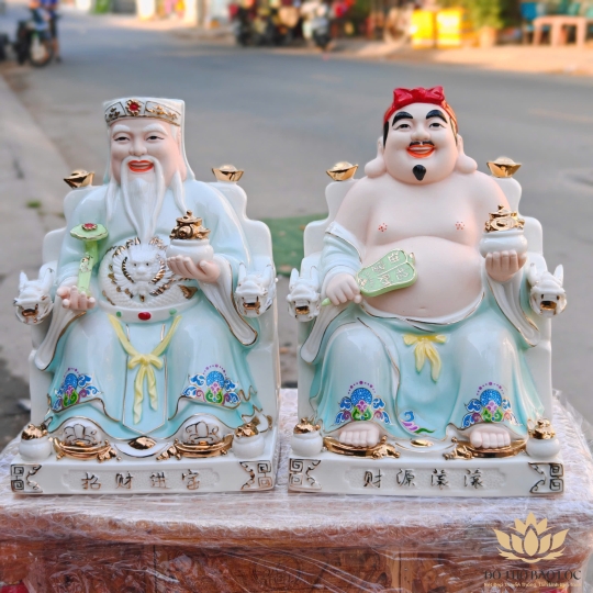 Tượng Thần Tài Thổ Địa bằng sứ đức hóa cao cấp nhập khẩu cao 21cm – Màu trắng