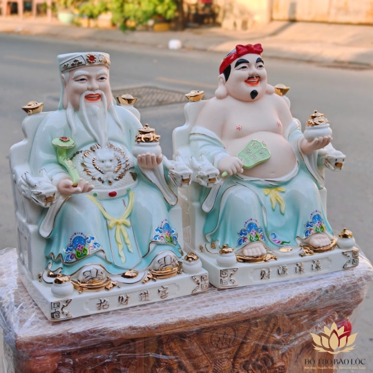 Tượng Thần Tài Thổ Địa bằng sứ đức hóa cao cấp nhập khẩu cao 25cm – Màu xanh dương