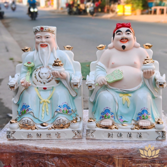 Tượng Thần Tài Thổ Địa bằng sứ đức hóa cao cấp nhập khẩu cao 21cm – Màu trắng