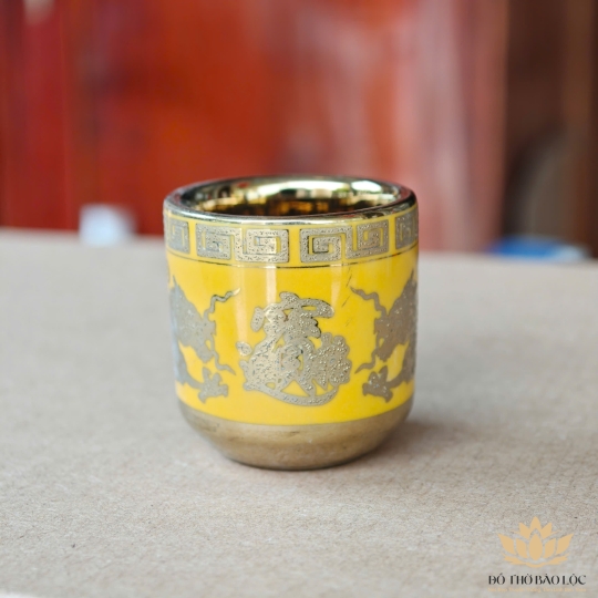Ly, Chum Nước Thờ Cúng 3D Vàng Hình Rồng ( Lẻ 1 ly )